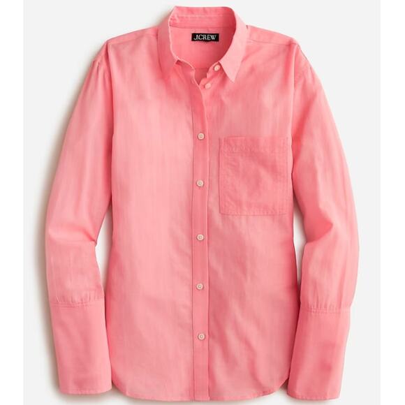 J.CREW Garçon Button Up Shirt Crisps Pink Cotton Voile Long Sleeve Career 2 NEW - Picture 1 of 4